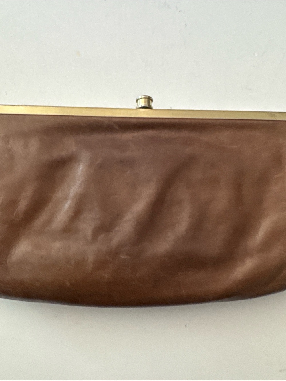 HOBO Brown Leather Frame Wristlet with Gold-Tone Hardware